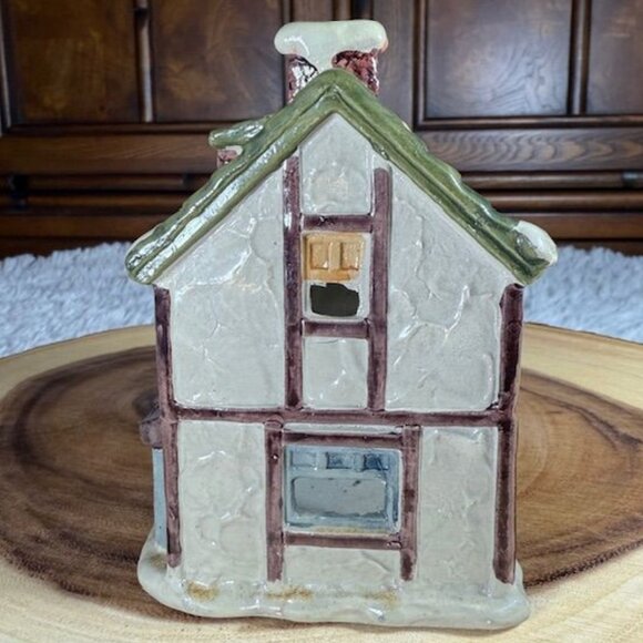 Vintage Glazed Ceramic Bakery Christmas Village Figurine Votive Holder - Picture 2 of 8